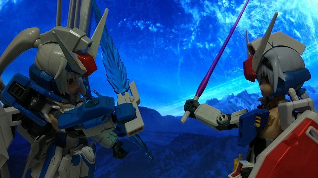 最後にガンダムブレイカーバトルローグのエンドっぽくガンダムちゃんとのラストバトル!でも、撮影者の腕のせいであまり躍動感が感じられないというwww