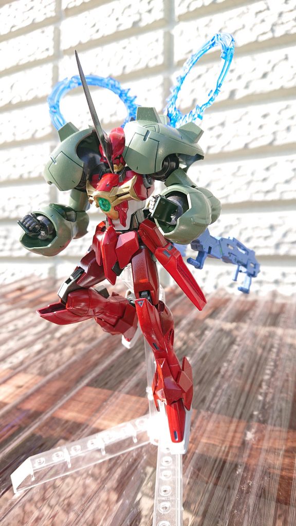 ベース:忍パルスガンダム腕:ガンダムグシオンバックパック:孫尚香ストライクルージュその他:少々機体名は赤色と緑色から!