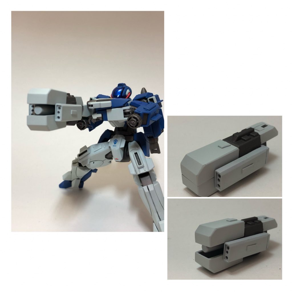 ここからはオマケ武装になります!まずはミサイルランチャー!アクアジム先輩も持っていたアレです。蓋は開閉し、中には対艦ミサイル。もう少し細部を作り込みたかったのですが力尽きました。