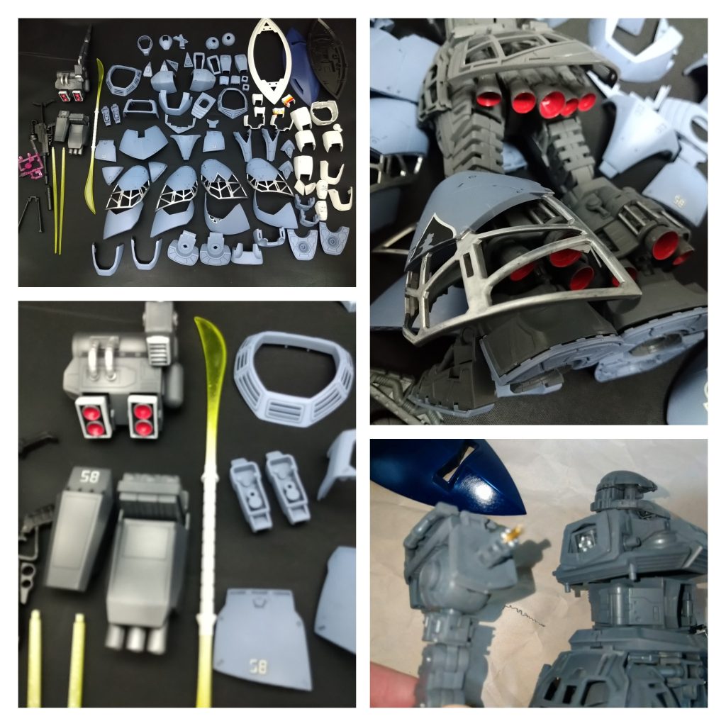 ライフルや腕関節の軸を折ったりで色々やらかしました。真鍮通して肩部はギャップにエポキシパテ詰めました。