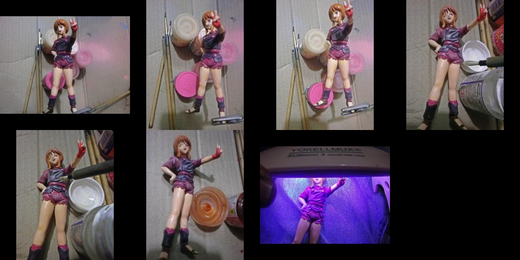 こちらはプルちゃんのお色直しです。基本はラッカー系でブレンディング塗装を行っています。ちなみに瞳はUVレジンジェルコーティングしています。