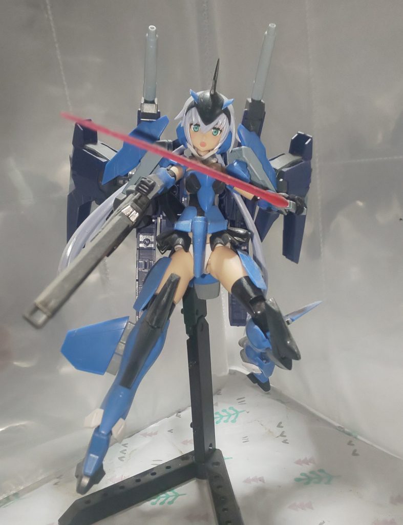 可愛さそのままに、戦闘力の底上げに成功。フレームアームズガールは、3mm穴が多いのでミキシングが捗りますね。