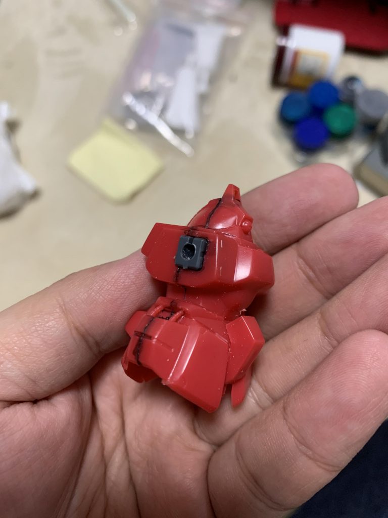 工作箇所はここだけ。腕をあとはめできるようにしました。HGBC 1/144 パワードアームズパワーダーのアームパーツを埋め込んでます。