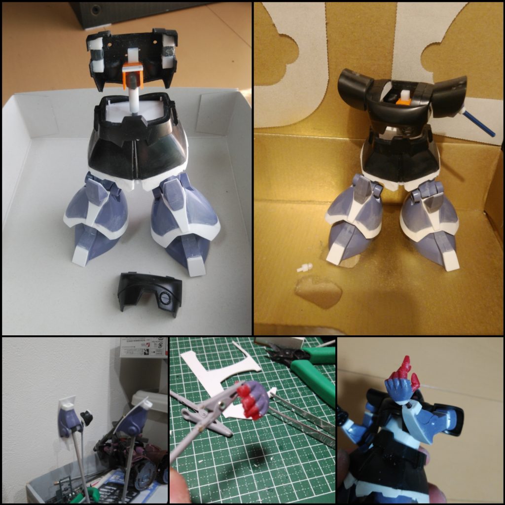 胴体や手首の加工中やっと形になってきたところ