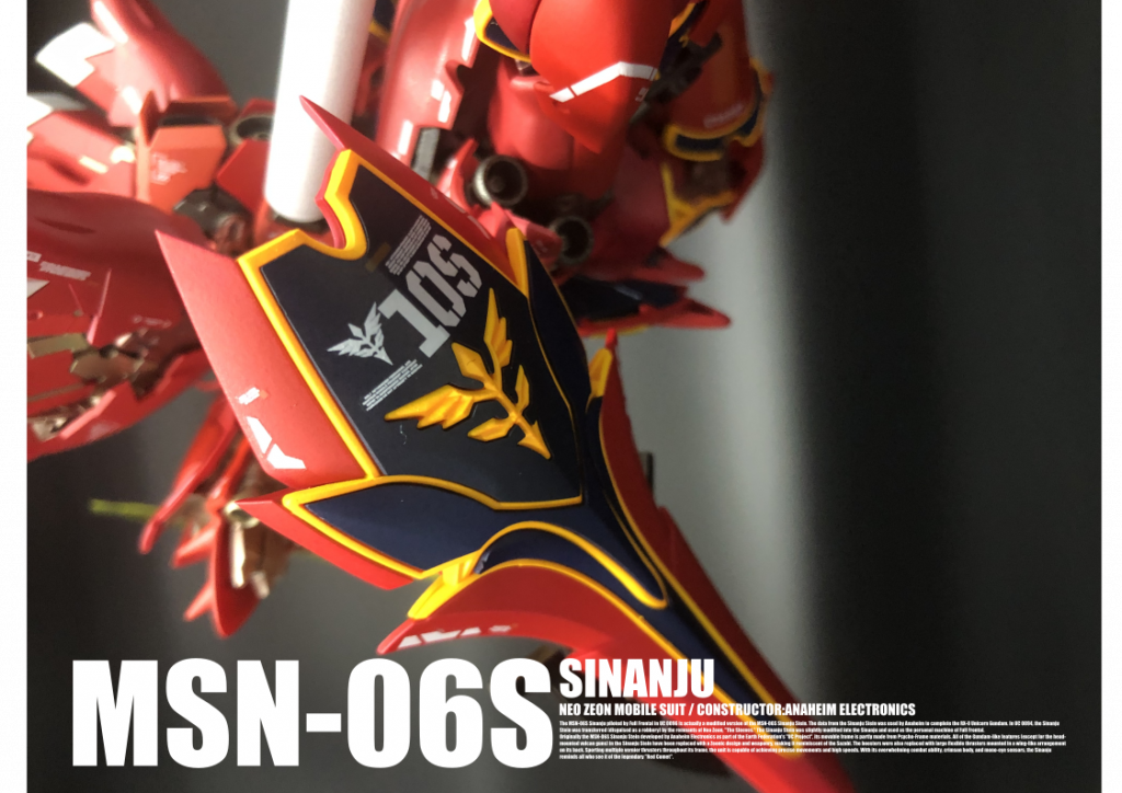 シールドや、つま先などの黒は、紺色で塗装しています。絵画や色彩学を学ぶと、自然界には黒や白は存在しない、と習いますが、黒や白は色調を持たせたほうが、人間の目には違和感なく表現できます。