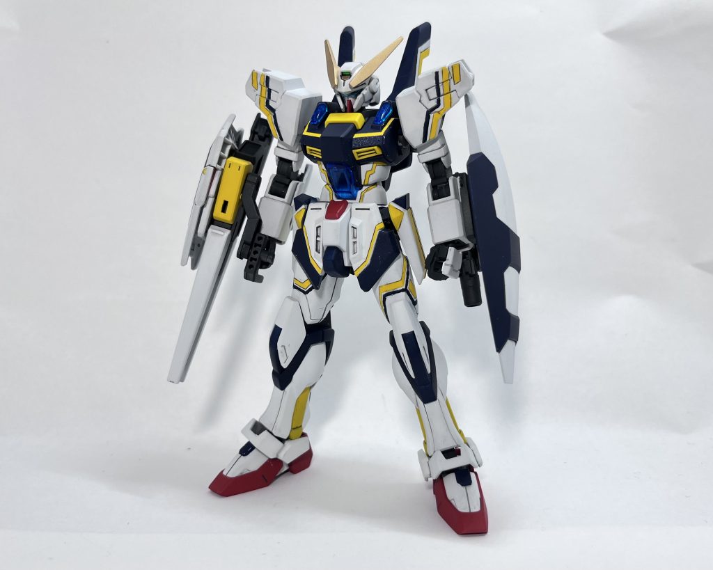 ヴロンティガンダム  VRONTI GUNDAMmodel number:VXA-308total height:17.8mweight:62.8t武装ビームキャノングレネードランチャー高出力ビームサーベルアーマーシュナイダーシールド