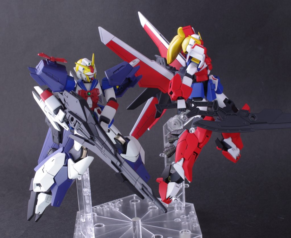ヒロトがリライジングを手掛ける前にチームバトル重視で自分とメイ用に試作した機体。と子供に帰ったような自作ストーリーで作ってみました。とにかく完成させたいことと試したいことがありチャチャっと作りました。