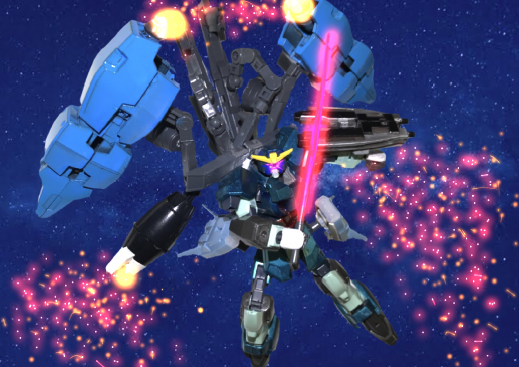 GNビームサーベルオプション装備。高い運動性能と面制圧に長けた連続砲撃による一撃離脱、またはヒット&アウェイが本機の得意とする戦法の為このような格闘装備は多用されずサーベルは任意のオプション装備の位置に留まっている。AI制御のGNクローも非常時には格闘戦が可能な為、尚この装備の必要性は薄れてしまった。