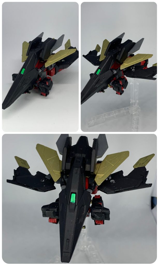 飛行形態、ヴェズルフェルニルに変形可能。腰アーマーを翼として展開できます。腰アーマーは30MMエアファイターより。