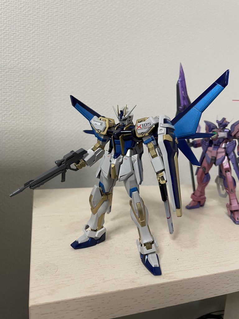 フリーダムガンダムの新型機を製造するための試作機という事で装着した後のスタイルはどことなくフリーダムに近づけた感じに仕上がっているため、フリーダムストライカーと名付けられた。