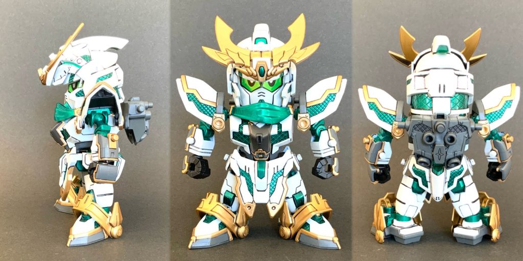 ●RX-零丸 前後横顔のみ、劉備ガンダムを使用。その為、兜を1ミリ幅増ししました。また、紅武者と等身を近づける為、手足を少し縮めてあります。
