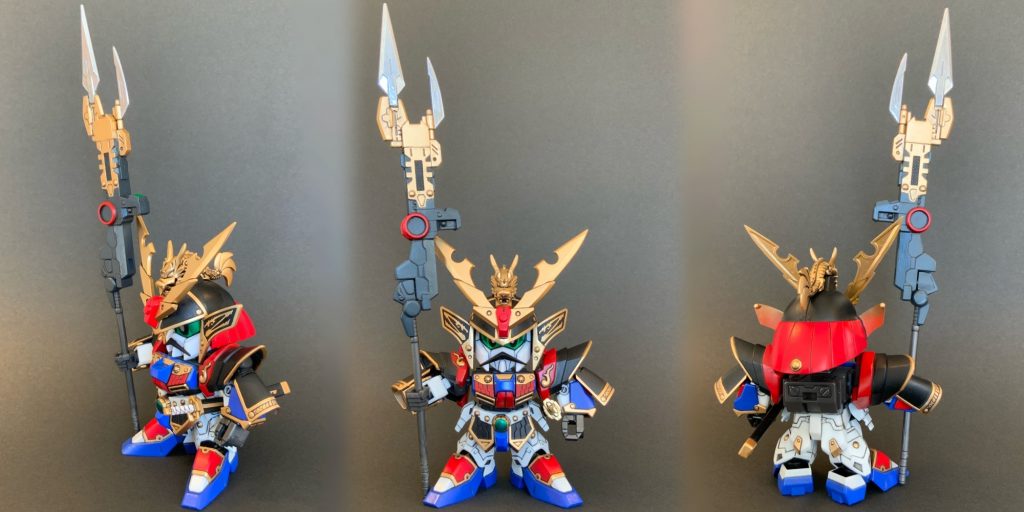 ●二代目 将頑駄無 各面主な使用キットについて。顔兜 胸腰鎧・疾風剣豪精太足・雷装張飛ガンダム本体・三国伝系