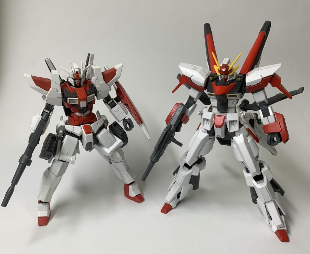 名前については「アクセル ガンダム Ⅱ 」とかでも良かったんですが、こうして並べて見ると結構違って見えたので、別の名前を付ける事にしました。ちなみに、トーレントは「急流」や「激流」の意味から取っています。まぁ本体には水属性要素一つもありませんが(笑)『アクセル ガンダム』についても、自分の過去の投稿から是非見てください!以下、アピールショットです。