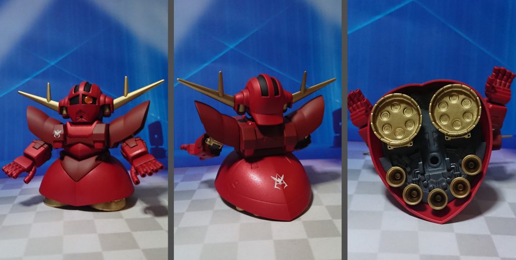 前・後ろ・下から。モノアイは市販パーツを埋め込み。耳の裏の肉抜き穴だけ埋めてあります。茶色はもっとチョコレート色に寄せた方が良かったかも。