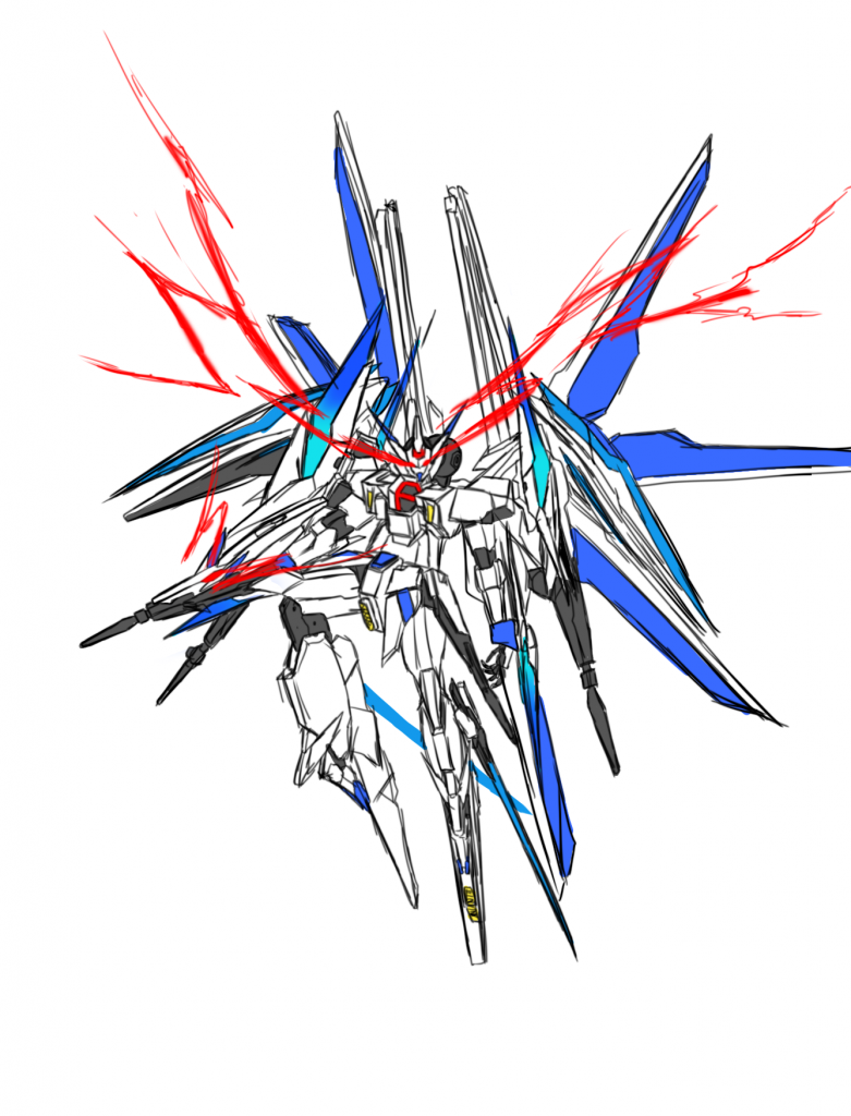 最後に、完成前(完成の1週間ぐらい前)に書いたイメージイラストで閉めましょう。眼光エフェクトも作りたかったんですけど、お金が無くて買えませんでした...とりあえずこんな感じです。過去一頑張った作品です! 良ければいいね押していただけると嬉しいです^^ではまた~^^