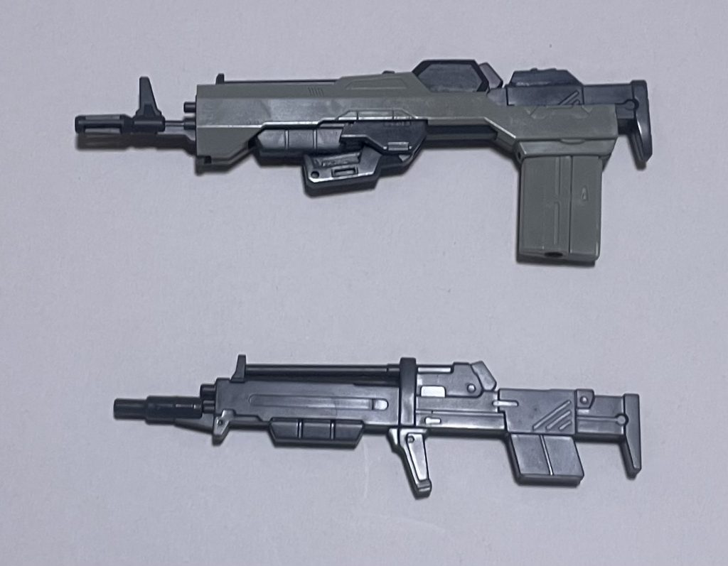 フラッシュハイダーを別のものに交換したのと、折り畳んだ時に、センサーが隠れるようにしてみました。もともとついてたペラッペラのライフルよりはかっちょいいでしょ。