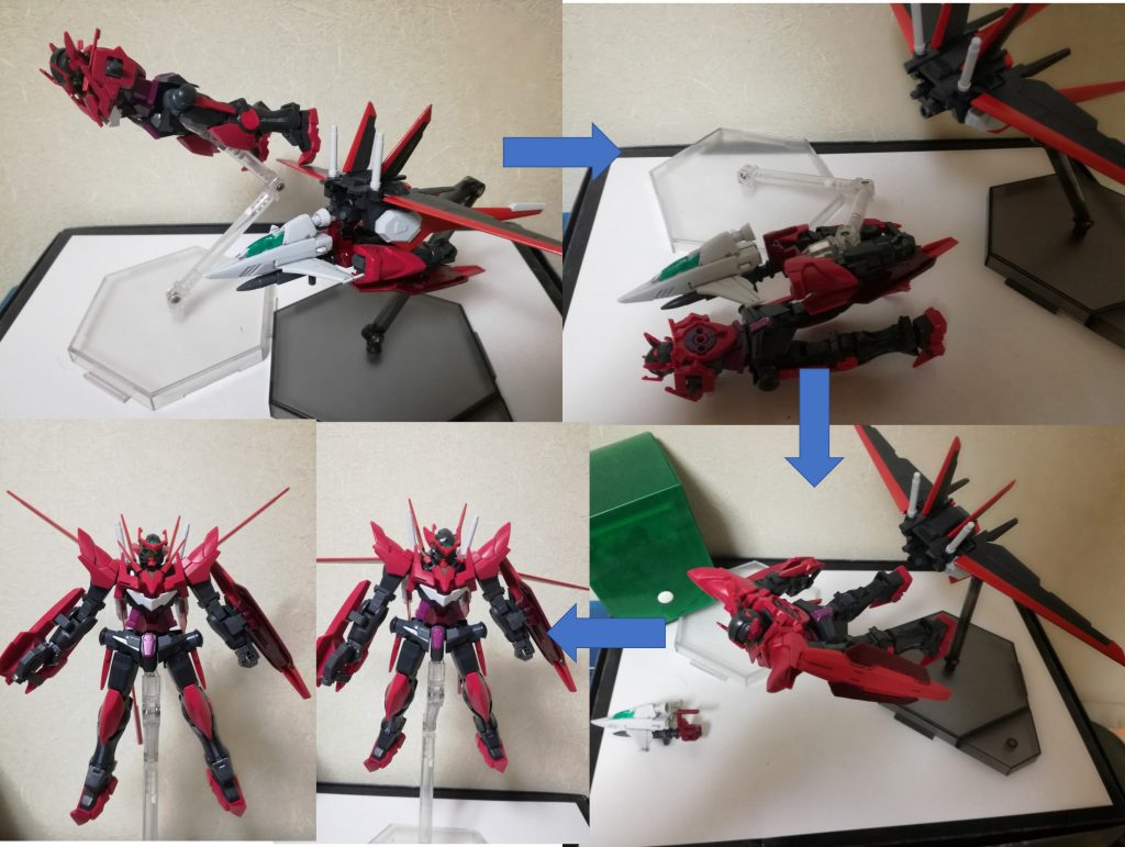 アストロガンダムノーマル合体プロセス普段はノーマルアームズの腕部，背部の運搬をする．アストロガンダムとの合体後先頭部のみ分離