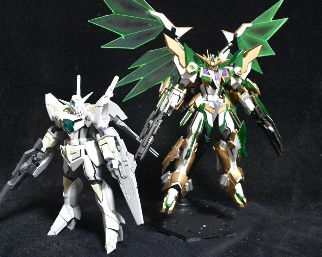 本家リボーンズガンダムと ちょっと色違うけど気にしないほぼ全身弄ってるのであんまり同じに見えないかも