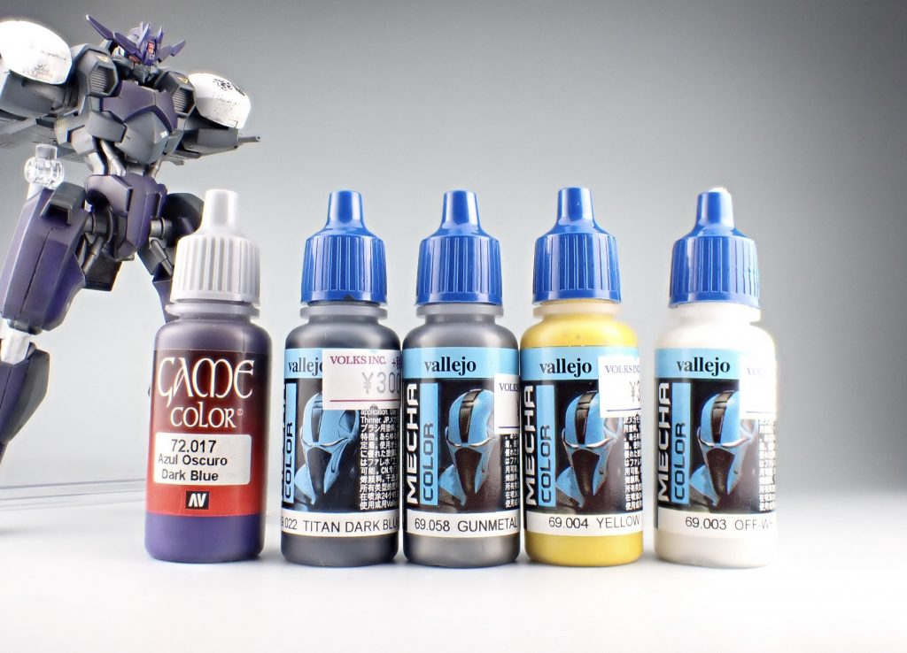 使用した塗料。ファレホ筆塗りです。額とカメラアイの赤のみ、シタデルカラー使いました。