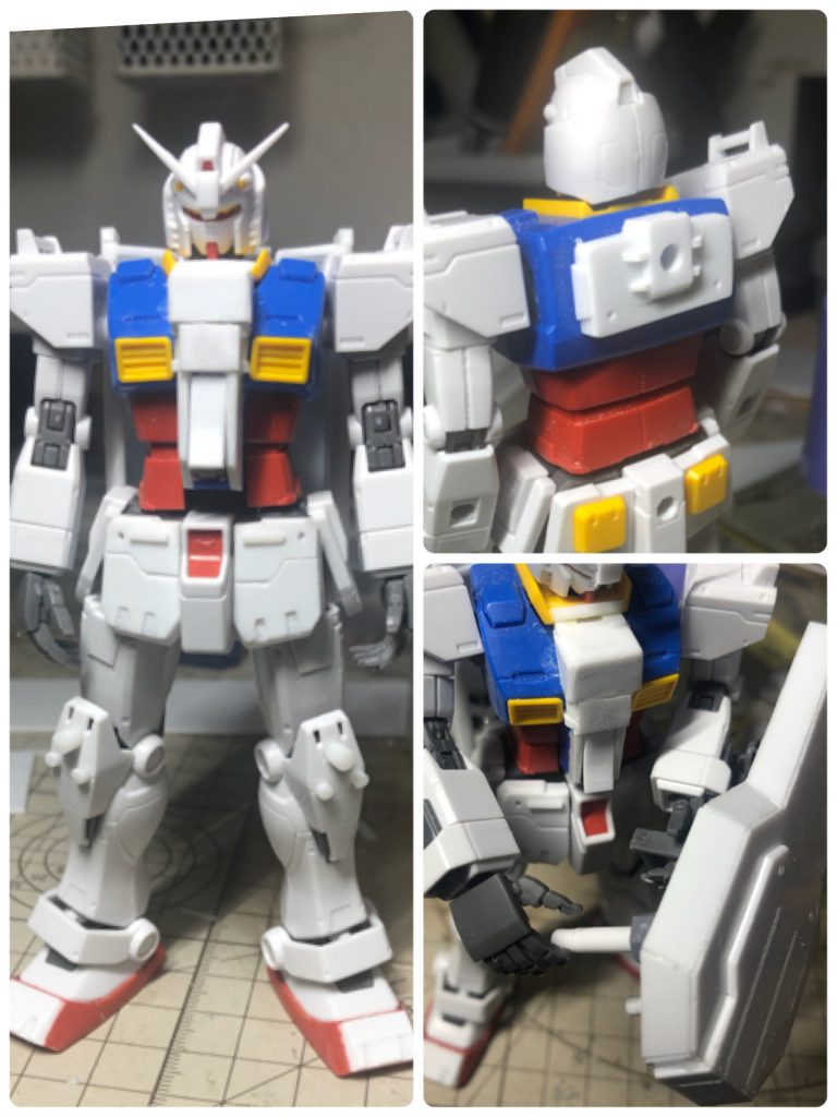 途中状況です。今回はスタイルはいじってません。白い部分はプラ板ですね。地味に右上画像の背中の二穴を一穴にするパーツは今後も作ることがありそうです。