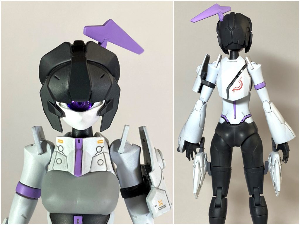 ■頭部頭部内部にはガードアイが収まっている。緊急時には離脱も可能と思われるが、ボディが気に入っているらしく基本的に出てくることは無い。大型のモノアイとブレードアンテナを用いて長距離からの狙撃のための観測を行う。■胴体背面は専用スナイパーライフルをマウントするためのジョイントが設置されている。胸部装甲の厚さは標準的であった。