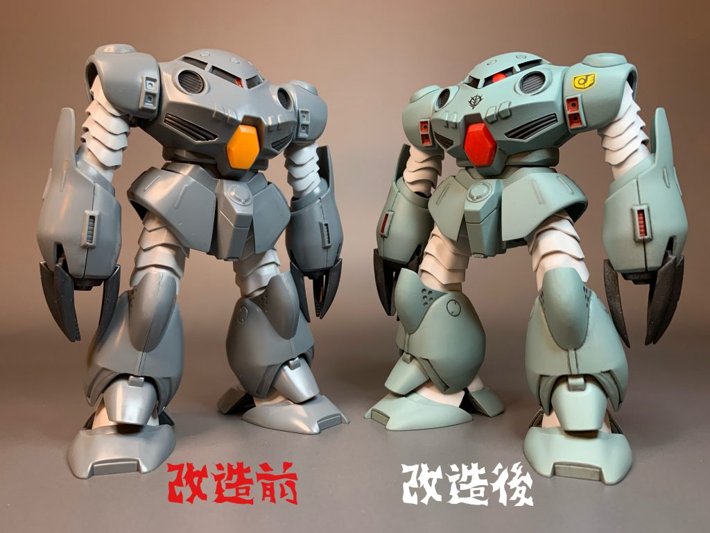 モノアイは少し中心から移動しました。なかなかいい色味だったので汚すのをやめました。