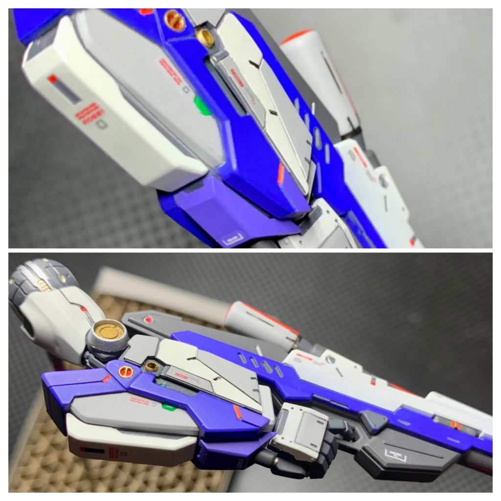 腕の所ゼータガンダムのウィング部分使ってバルカンカバー制作   