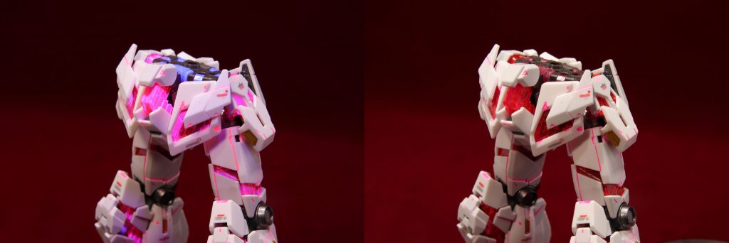 各所発光前、発行後 胴体