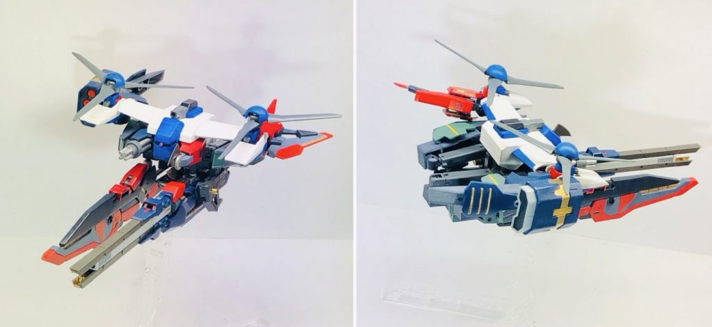 実はティルトローダーパックとオーライザーだけでなくスカイグラスパー要素もありました。トリニティです。前回グリモア・トリニティで紹介したヘッドの色によって戦闘スタイルが変わるという特性をさらに強化するための３つのパックを装備できます。