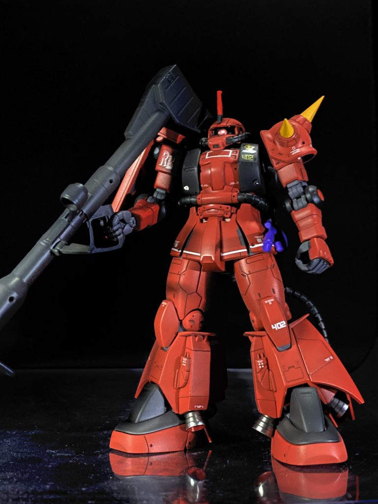 正面ショット。マツナガ機はシールドに武器を装備させましたが、ライデン機と言えばジャイアントバズーカなので、装備はバズーカとヒートホークのみ。近接戦闘時はヒートホークととんがったスパイクで頑張ってもらいましょうw