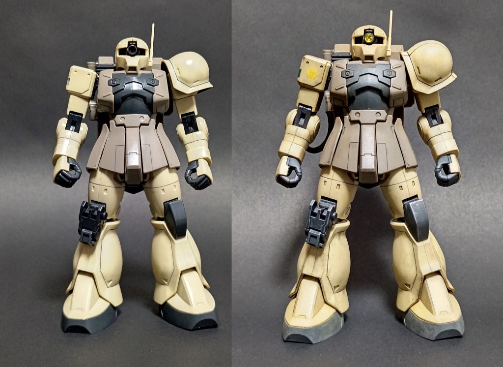 仮組み（汚し前）と完成後の比較。