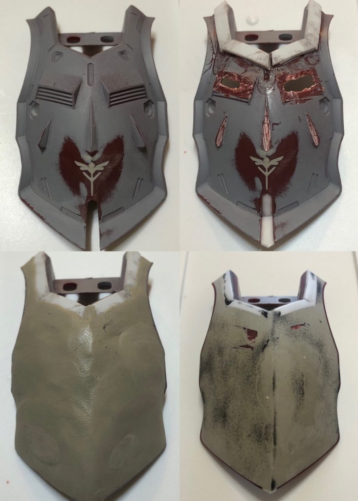 リアアーマーのモールド排除、パテ盛り