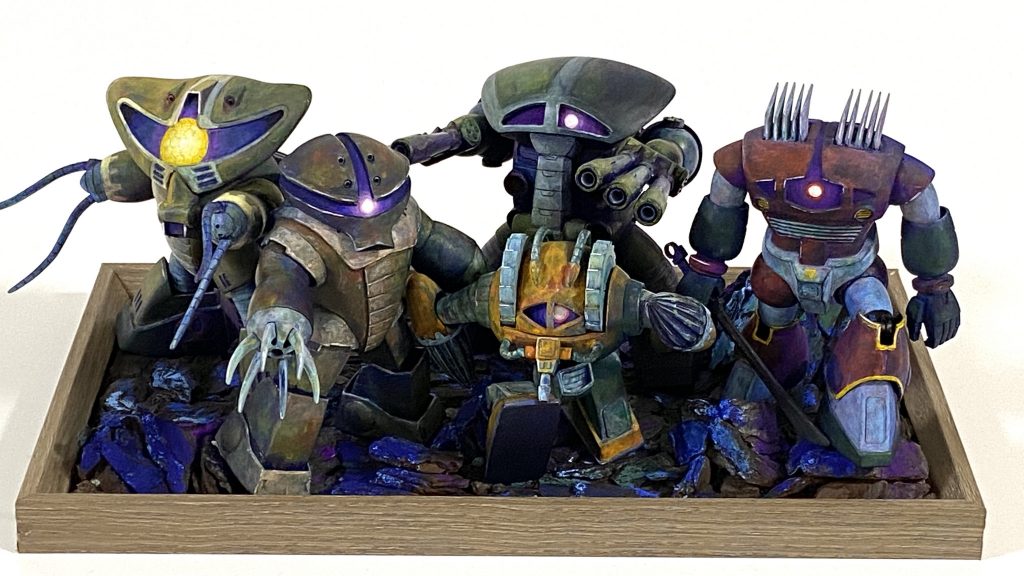 使用した旧キットは全てプロポーション改造＋可動範囲拡大の工作をしています。（モノアイと砲口しか改造していないジュアッグ以外は、それぞれ個別に製作レポートを作っていますのでよかったらご覧ください）