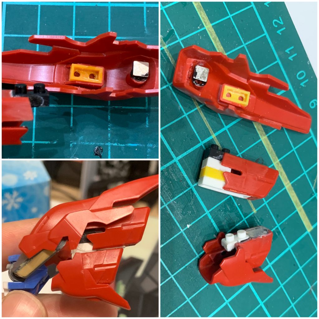 バックパックはSDシナンジュのモノをネオジムと100均のミニブロックで接続して使っています。