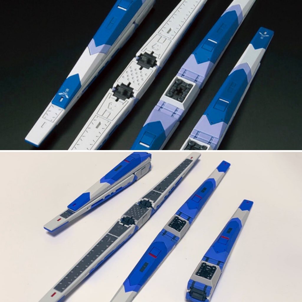 今回特に頑張ったポイント今回のRGHi-νガンダム製作で1番手間がかかったのはフィンファンネルの処理とマスキングですね😅パーツによる色分けで分割が増えたことによる面のガタツキを無くすためにツライチになるように1本1本面だしを行った後、何も色分けがされていない寂しい裏側を全てマスキングし塗り分けました、、、😇正直いってこの作業がいちばん苦しかったです笑