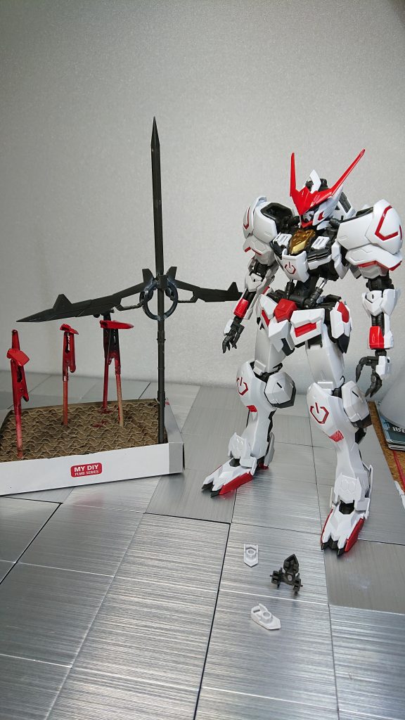 接着した武器と胴体上部の装甲乾燥