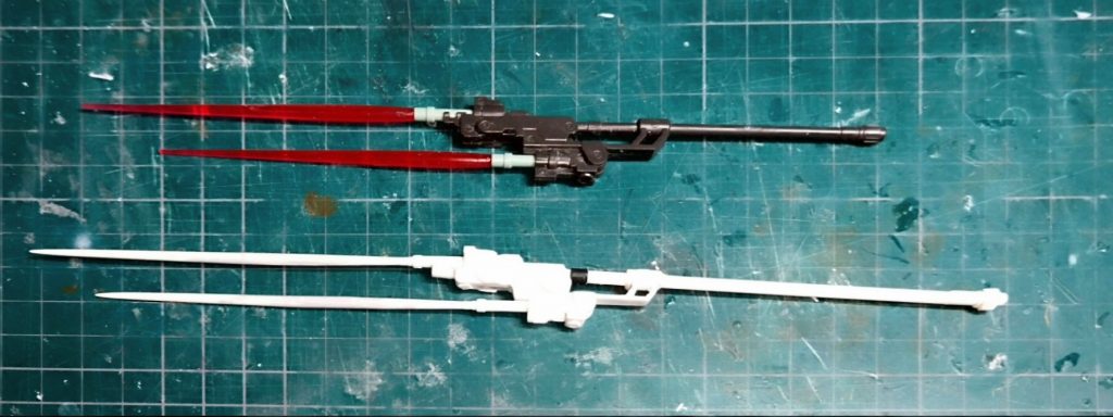 今回は武装もプラ材から作りました😊まずは槍！