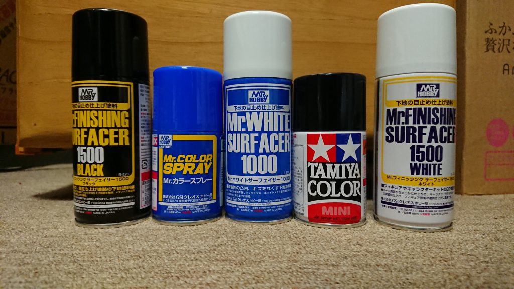 塗装に使用した塗料スプレー達