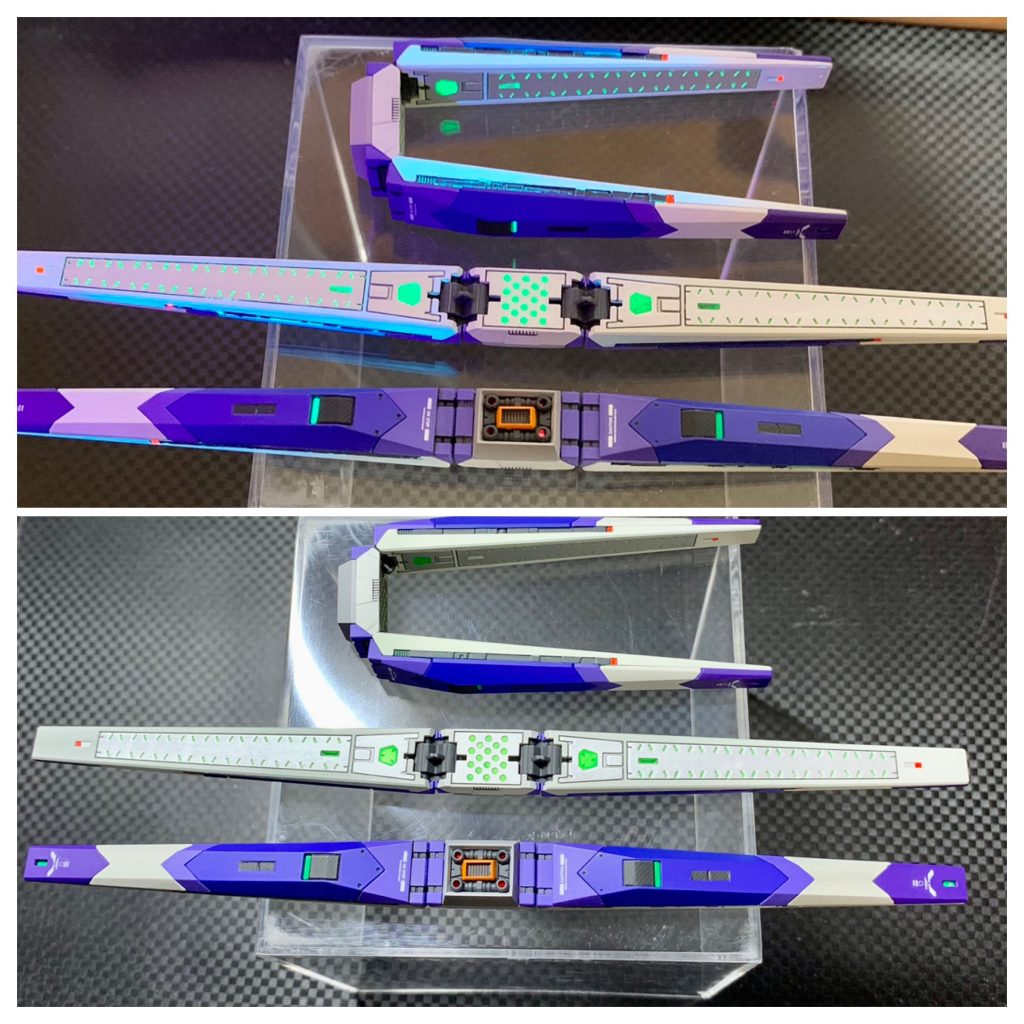 参考までに内側 エナメルの蛍光グリーン外側 エヴァ ネオグリーン(蓄光塗料)