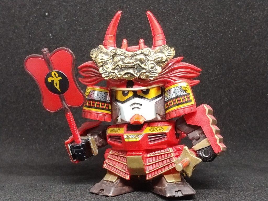 SD戦国伝 天と地と 信玄頑駄無。パチ組みガンダムマーカーのポイント塗装・スミイレのみ。どうでも良いですが、宮日さん家はずっと遡ると、信玄公が現れるよりも遙か昔に甲斐武田家と分かれた家らしいです。