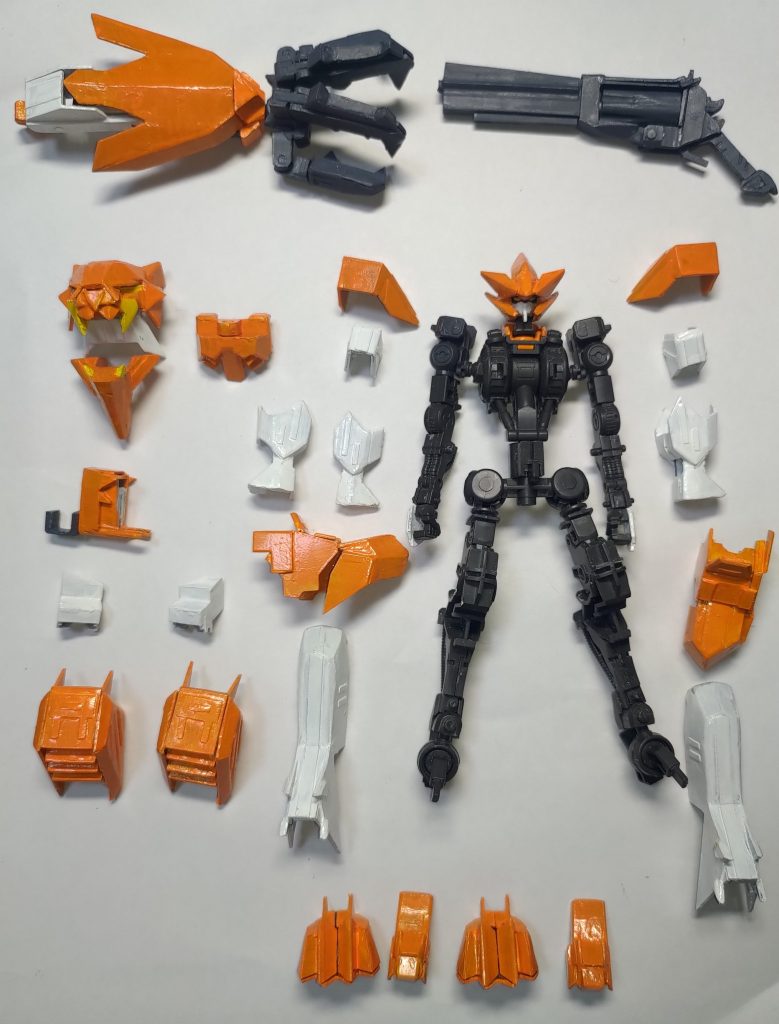 今回もすべての装甲を外すことができます。結局は、これがやりたいがために各部位の接続用パーツを作ることになりました。使用しているのはガンダムフレーム4になります。次フルスクラッチをするのはいつになるかわかりませんが、今までもちょいちょいスクラッチしているのでそれも見ていただけると嬉しいです。ここまで見ていただきありがとうございました。