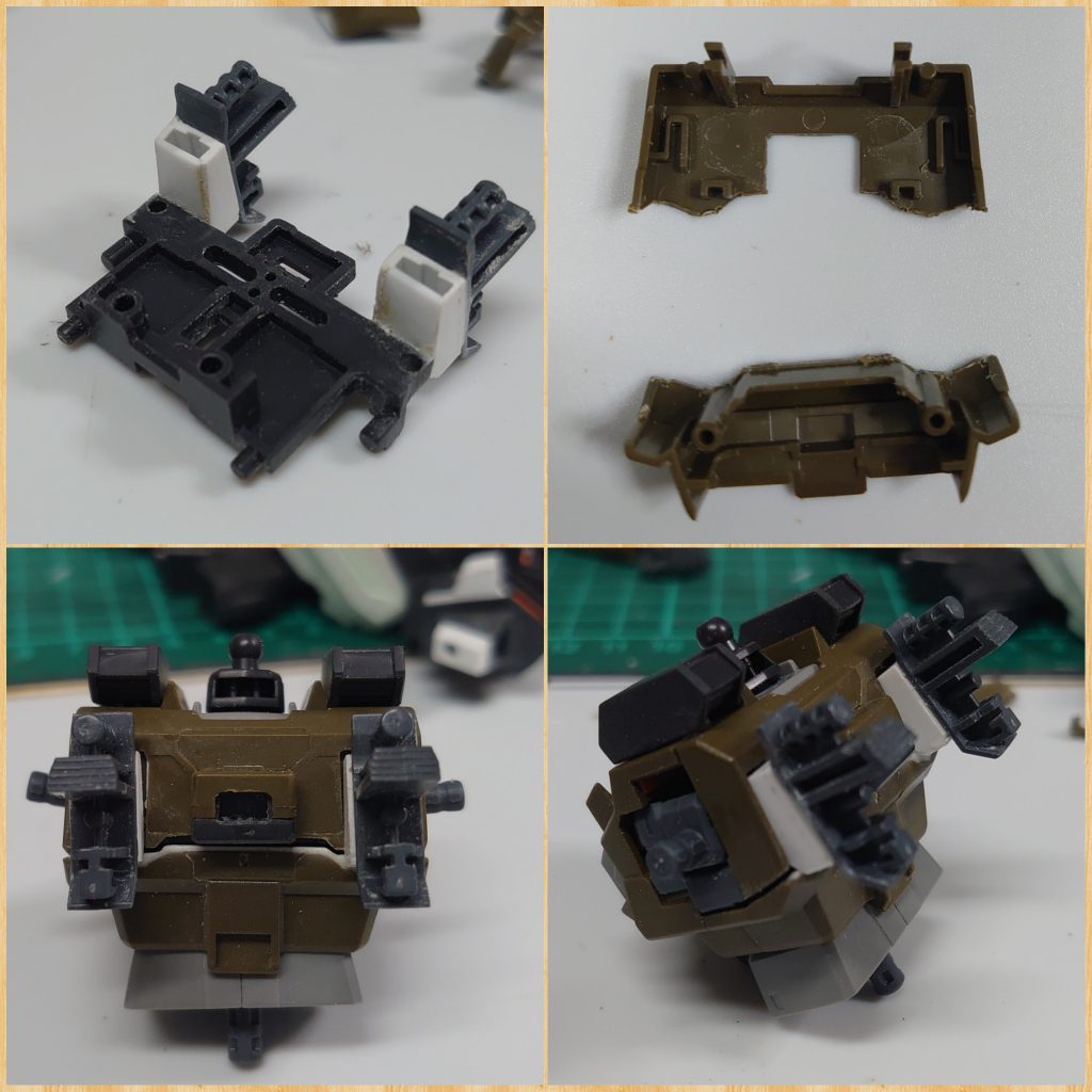 インナーに同じサイズをつけ、カバーを切り欠き、あとはめ加工出来るように、工作ですふちどりなどで、まっすぐ切れない所もあるのでプラ板で補修します