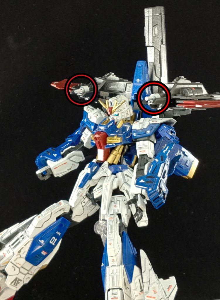 武装4 ソニックレールガン(本機オリジナル)ライトニングZの○部分に2、3、5mmのプラ棒で自作しました