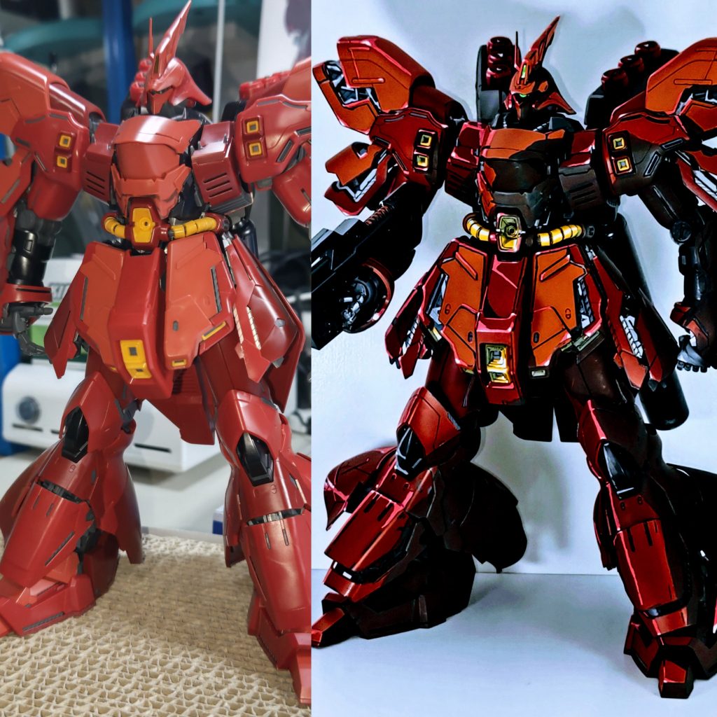 パチ組みと完成品の比較。