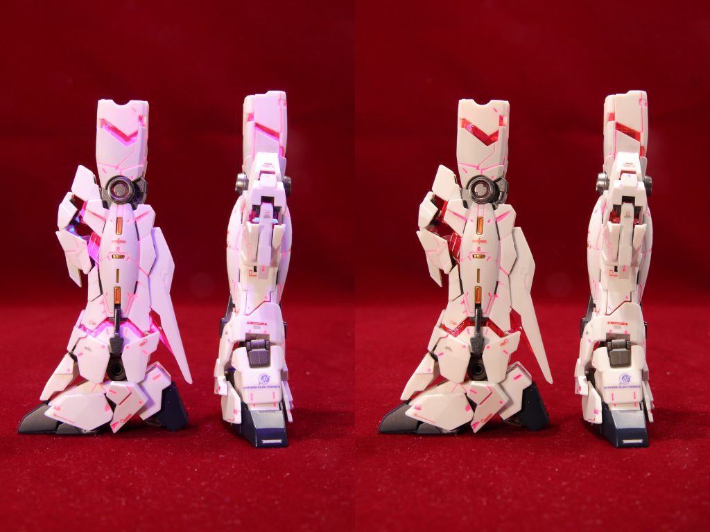 各所発光前、発行後 脚部