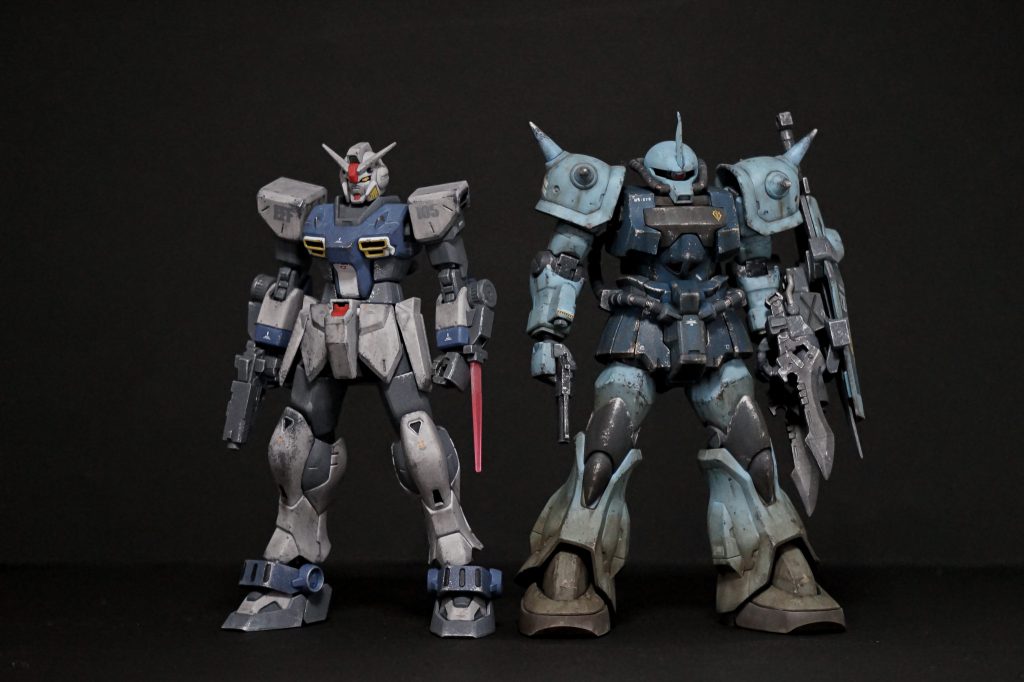 過去作のグフカスタムと。どちらもハンドガン×接近戦の性癖全開コンビです笑