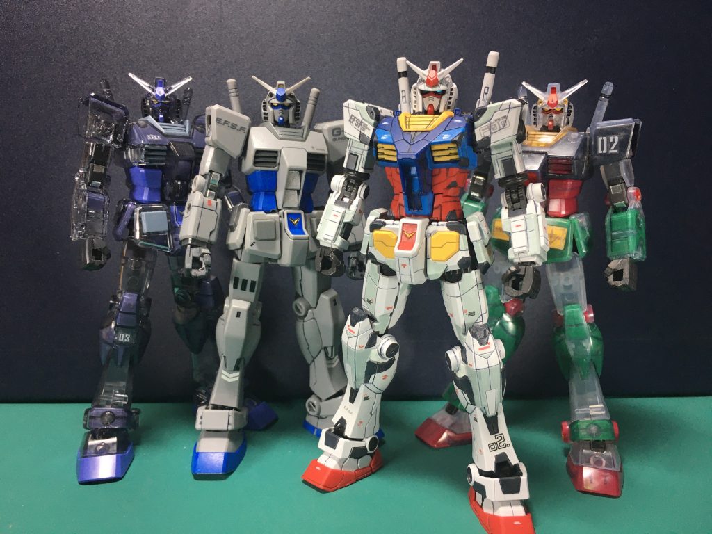 我が家のRX-78シリーズ。トリコロールでちゃんと作ったのはHGUC Gアーマーセット以来…?エントリーグレード ガンダム(リアルタイプカラー)一番くじエントリーグレード G-3ガンダム(ソリッドクリア)HGUC G-3ガンダム(REVIVE)