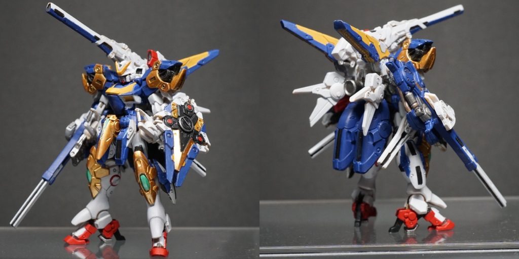 V2アサルトバスター。塗り分けが多いのとウェザリング風の塗装があまり似合わないかな?と思ったのでベースカラーで塗り分けた後ファレホのウォッシュで墨入れして完了。腰と膝のグリーンの部分だけファレホメカカラーのメタリックを使用しています。