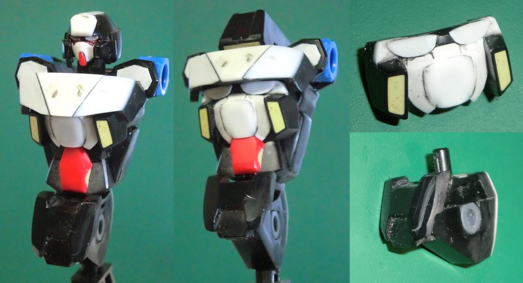 脇腹にサイドアーマーを加工したものを接着して少し胴を太らせました