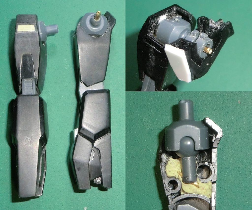 腰パーツは前後逆にしてボールデンがつけれるように加工足先はパーツ配置をいじって短縮、開き気味で立てるように斜めに加工